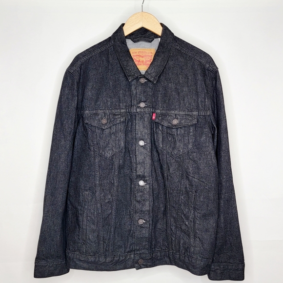 LEVI'S Mens Black Denim Red Tab Trucker Jacket XL